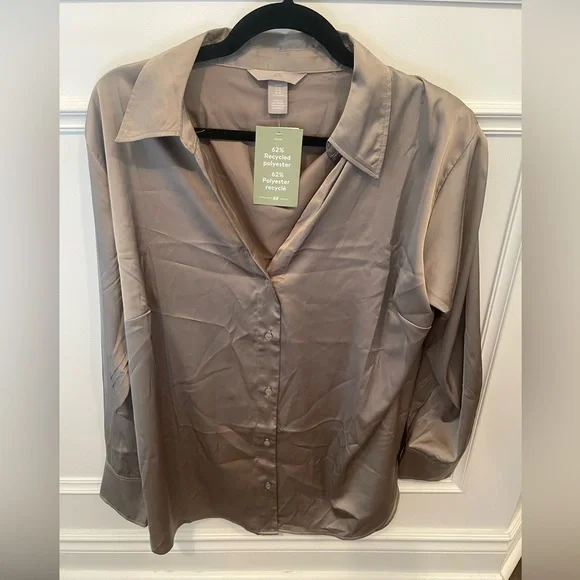 H&M Taupe Button Down Shirt - Picture 1 of 3